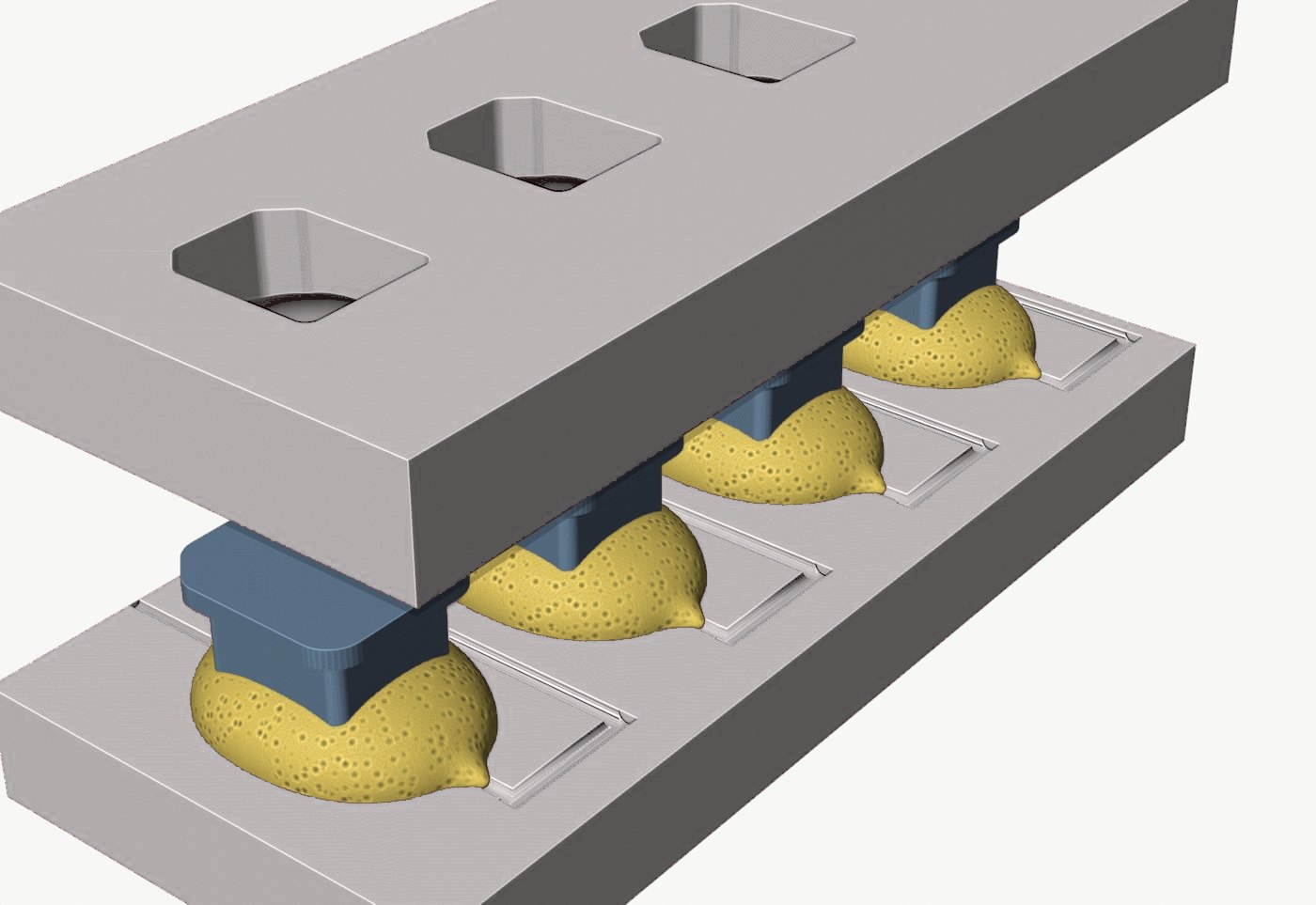 Four-cavity silicone mould for casting the skins